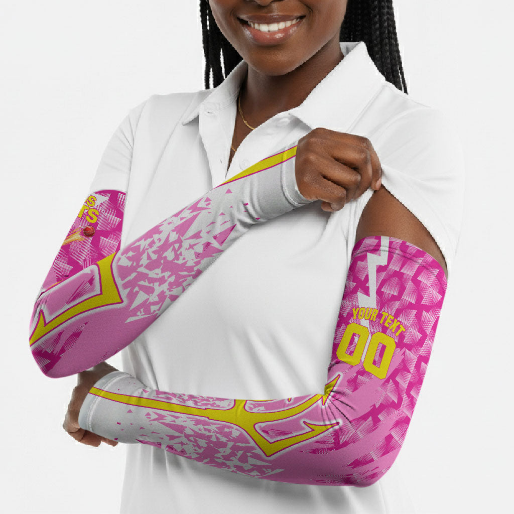 Personalized Barbados Tridents Cricket Arm Sleeves Trident Graphic Splash Pattern Caribbean Sport