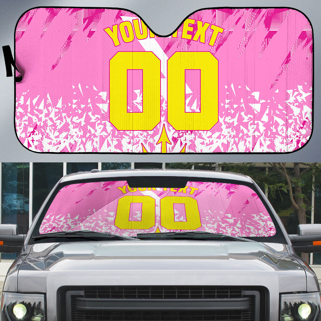 Personalized Barbados Tridents Cricket Auto Sun Shade Trident Graphic Splash Pattern Caribbean Sport