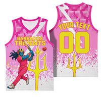 Personalized Barbados Tridents Cricket Basketball Jersey Trident Graphic Splash Pattern Caribbean Sport
