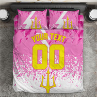 Personalized Barbados Tridents Cricket Bedding Set Trident Graphic Splash Pattern Caribbean Sport