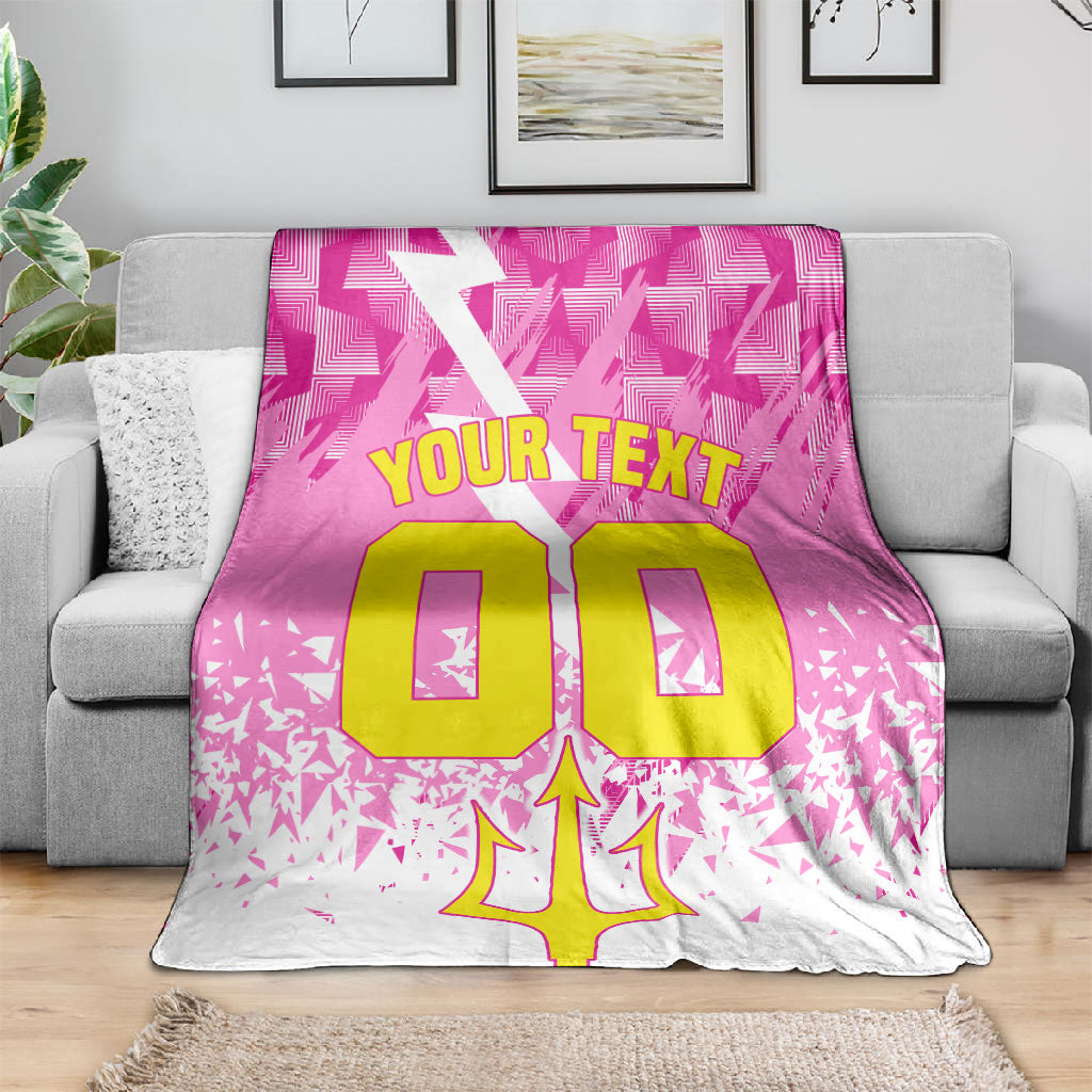 Personalized Barbados Tridents Cricket Blanket Trident Graphic Splash Pattern Caribbean Sport
