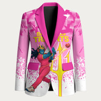 Personalized Barbados Tridents Cricket Blazer Trident Graphic Splash Pattern Caribbean Sport