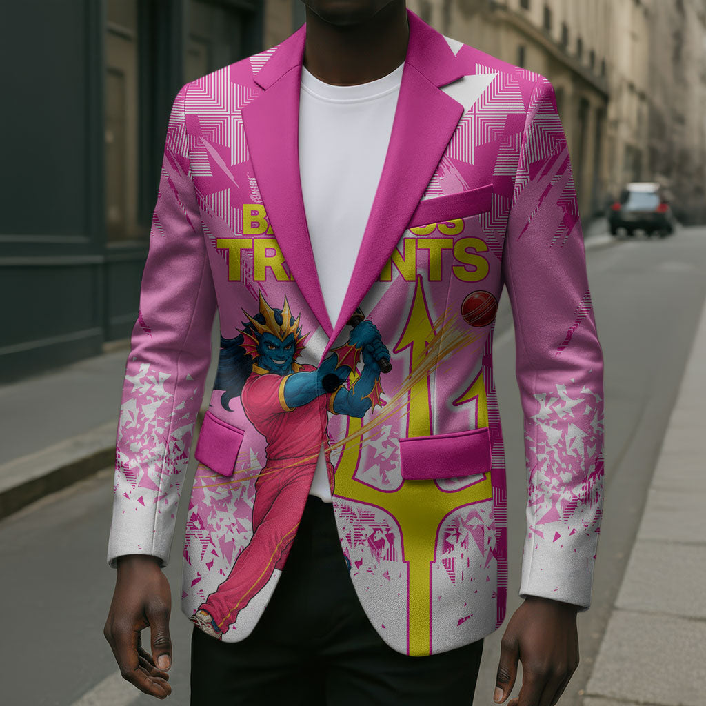 Personalized Barbados Tridents Cricket Blazer Trident Graphic Splash Pattern Caribbean Sport