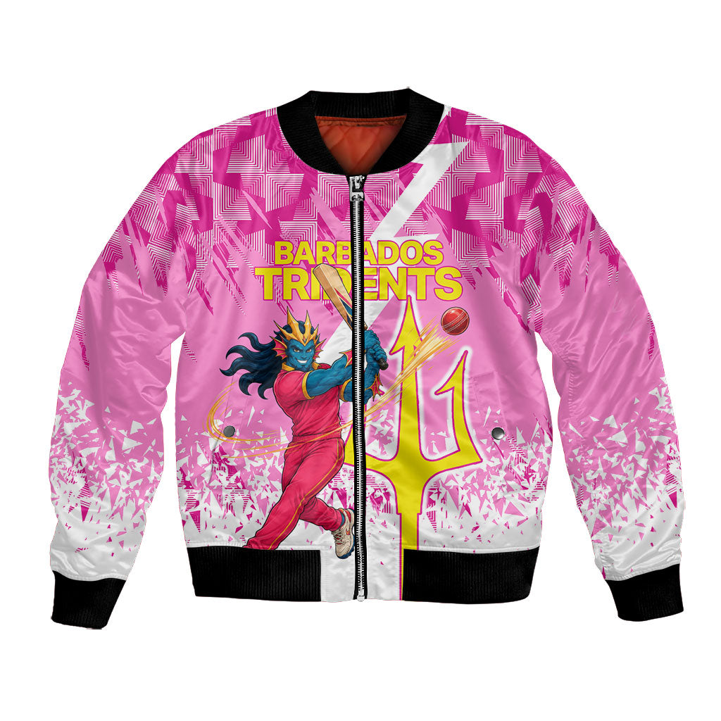 Personalized Barbados Tridents Cricket Bomber Jacket Trident Graphic Splash Pattern Caribbean Sport