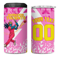 Personalized Barbados Tridents Cricket 4 in 1 Can Cooler Tumbler Trident Graphic Splash Pattern Caribbean Sport