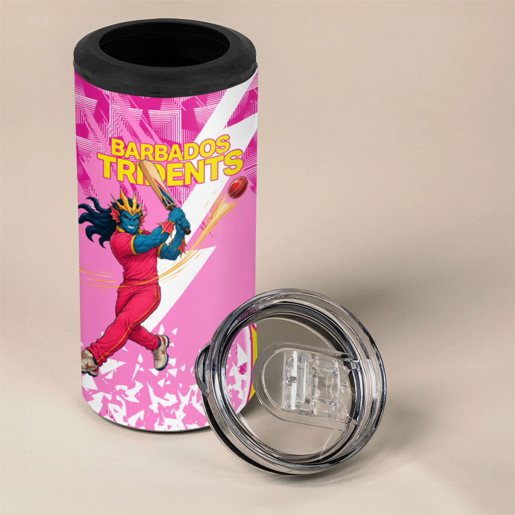 Personalized Barbados Tridents Cricket 4 in 1 Can Cooler Tumbler Trident Graphic Splash Pattern Caribbean Sport