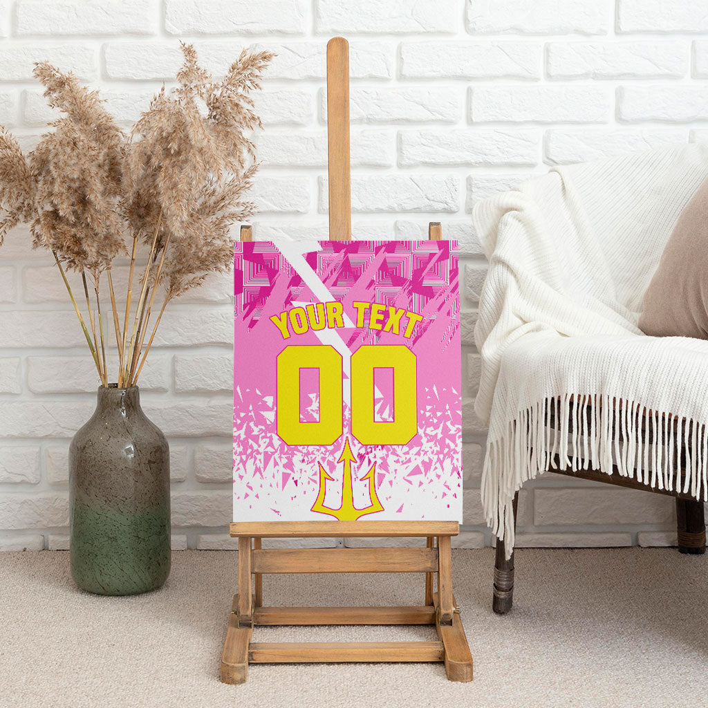 Personalized Barbados Tridents Cricket Canvas Wall Art Trident Graphic Splash Pattern Caribbean Sport