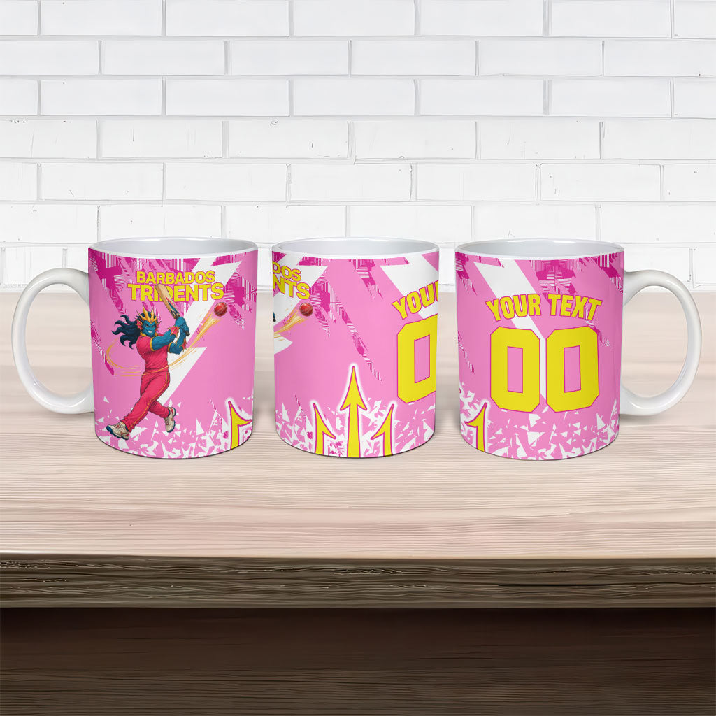 Personalized Barbados Tridents Cricket Ceramic Mug Trident Graphic Splash Pattern Caribbean Sport