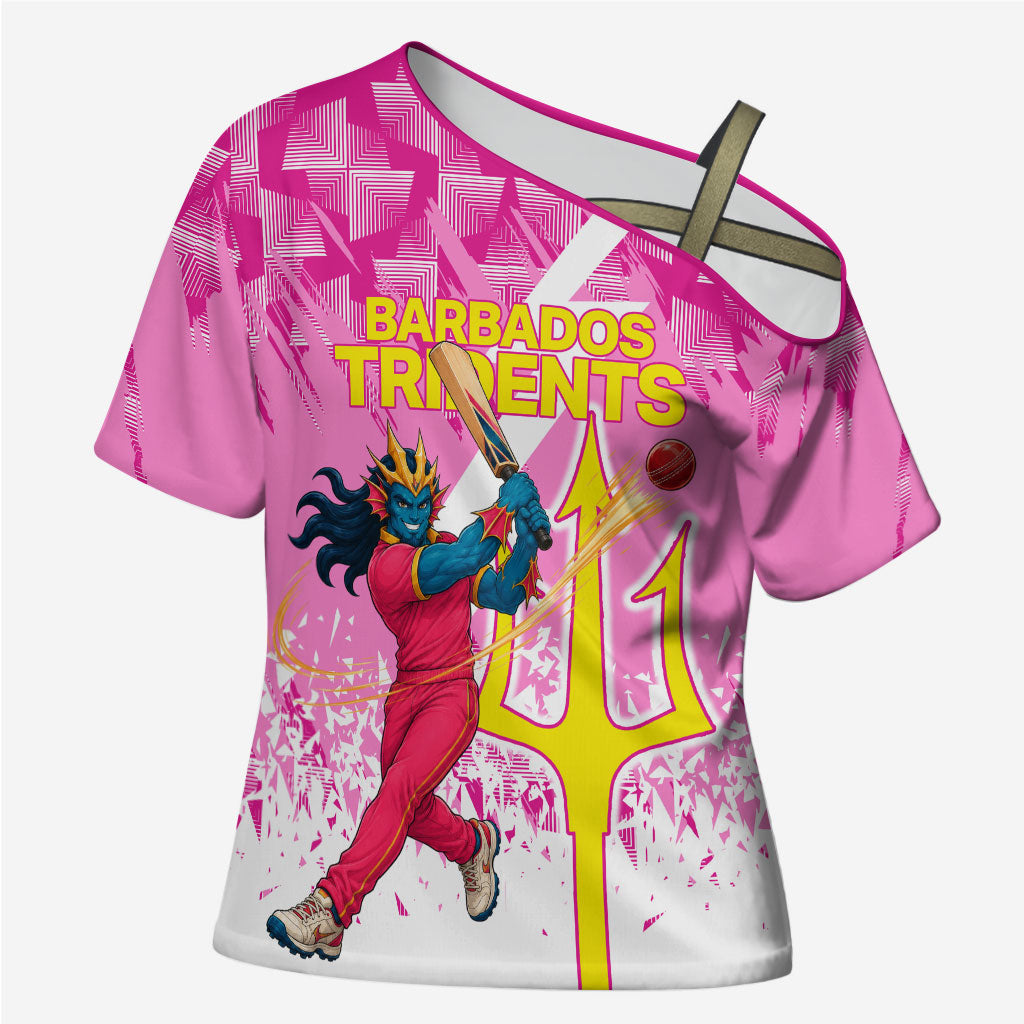 Personalized Barbados Tridents Cricket Cross Shoulder Shirt Trident Graphic Splash Pattern Caribbean Sport