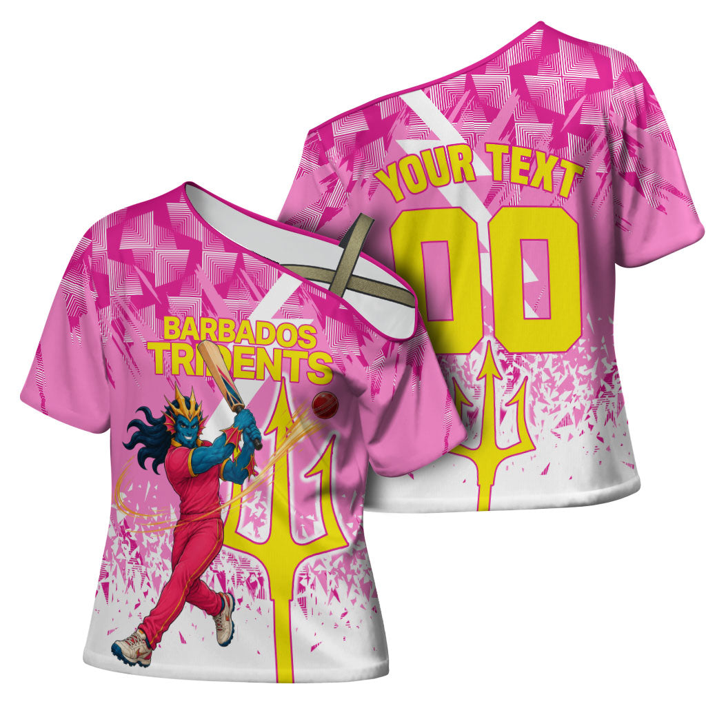 Personalized Barbados Tridents Cricket Cross Shoulder Shirt Trident Graphic Splash Pattern Caribbean Sport