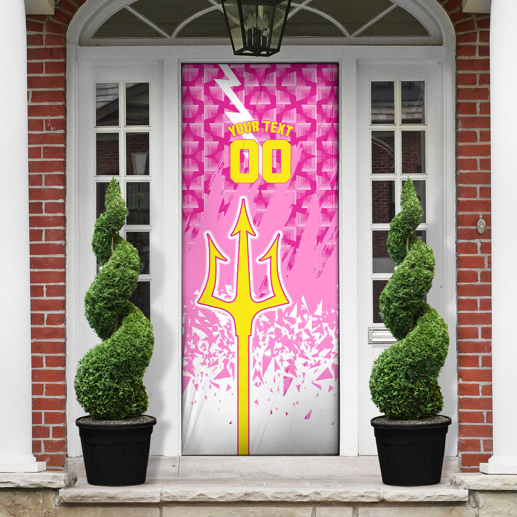 Personalized Barbados Tridents Cricket Door Cover Trident Graphic Splash Pattern Caribbean Sport