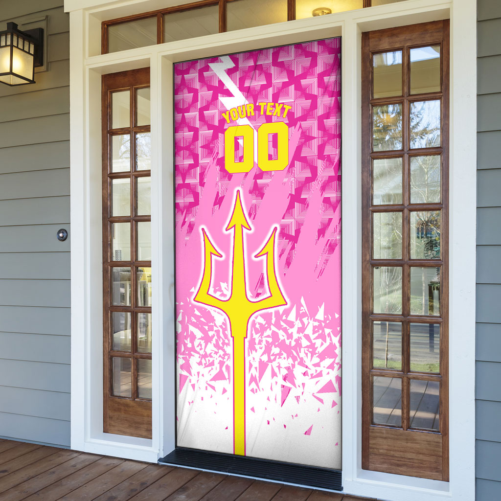 Personalized Barbados Tridents Cricket Door Cover Trident Graphic Splash Pattern Caribbean Sport