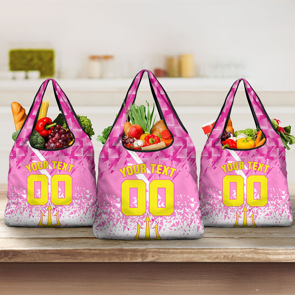 Personalized Barbados Tridents Cricket Grocery Bag Trident Graphic Splash Pattern Caribbean Sport
