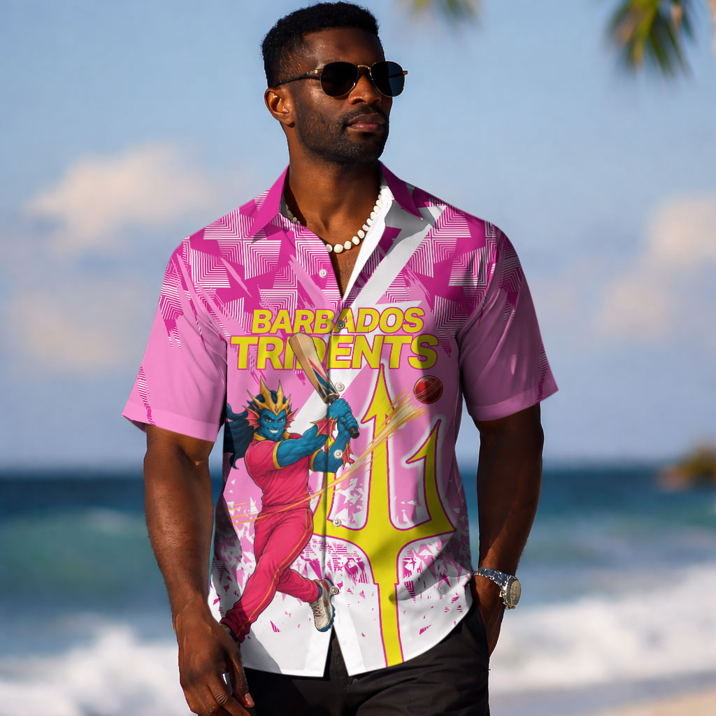 Personalized Barbados Tridents Cricket Hawaiian Shirt Trident Graphic Splash Pattern Caribbean Sport