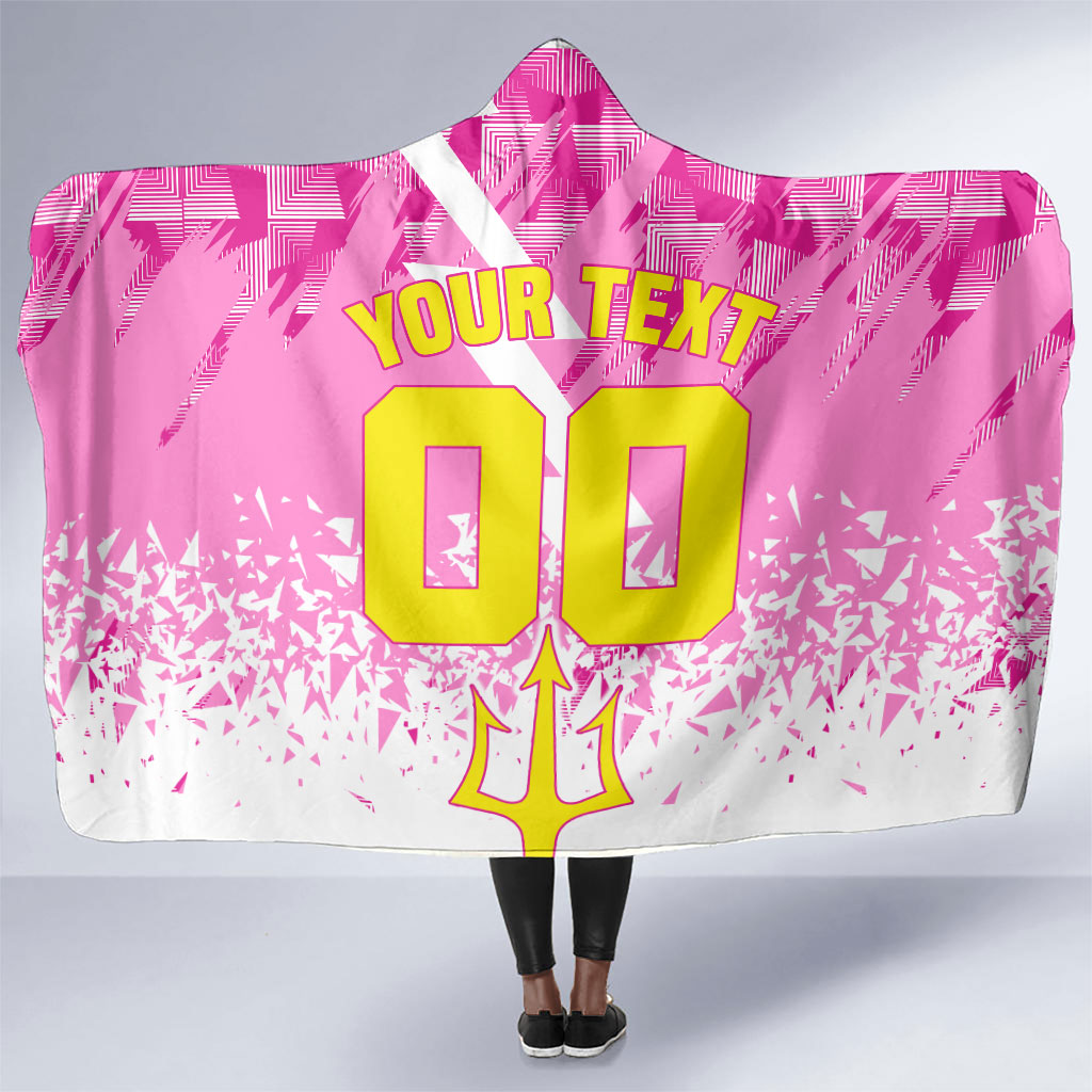 Personalized Barbados Tridents Cricket Hooded Blanket Trident Graphic Splash Pattern Caribbean Sport