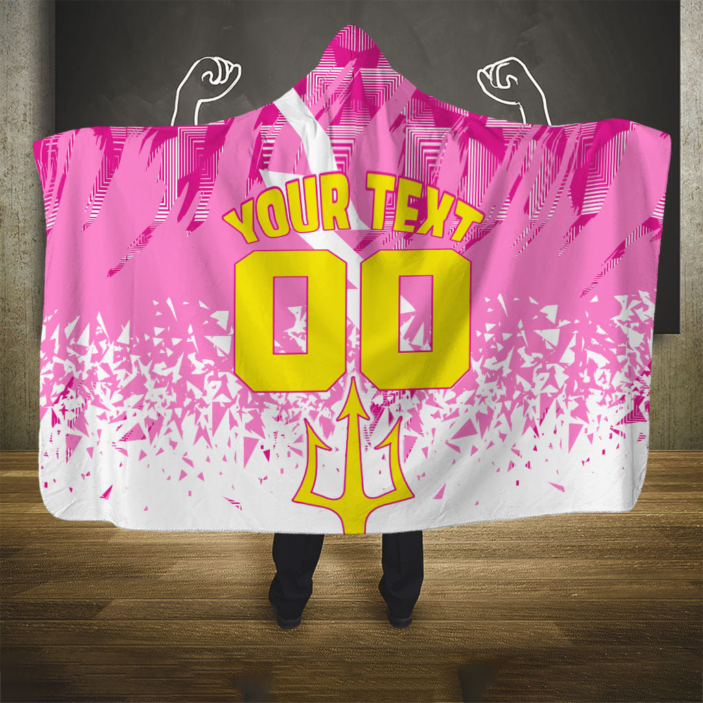 Personalized Barbados Tridents Cricket Hooded Blanket Trident Graphic Splash Pattern Caribbean Sport