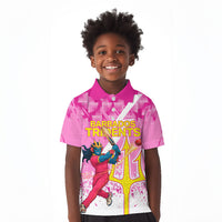 Personalized Barbados Tridents Cricket Kid Polo Shirt Trident Graphic Splash Pattern Caribbean Sport
