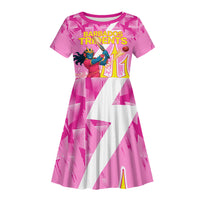 Personalized Barbados Tridents Cricket Kid Short Sleeve Dress Trident Graphic Splash Pattern Caribbean Sport