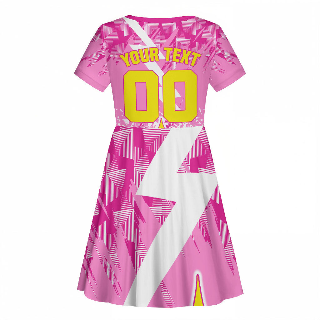 Personalized Barbados Tridents Cricket Kid Short Sleeve Dress Trident Graphic Splash Pattern Caribbean Sport