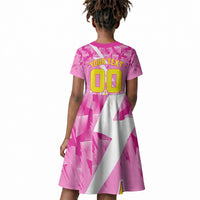 Personalized Barbados Tridents Cricket Kid Short Sleeve Dress Trident Graphic Splash Pattern Caribbean Sport