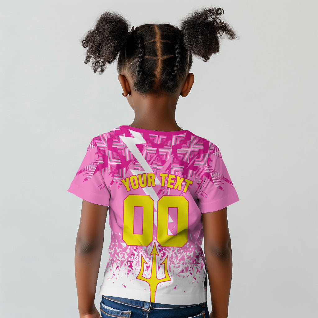 Personalized Barbados Tridents Cricket Kid T shirt Trident Graphic Splash Pattern Caribbean Sport