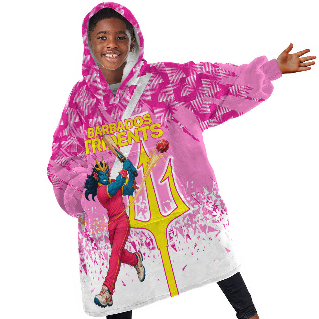 Personalized Barbados Tridents Cricket Kid Wearable Blanket Hoodie Trident Graphic Splash Pattern Caribbean Sport