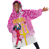 Personalized Barbados Tridents Cricket Kid Wearable Blanket Hoodie Trident Graphic Splash Pattern Caribbean Sport