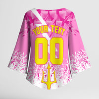 Personalized Barbados Tridents Cricket Kimono Sleeve Blouse Trident Graphic Splash Pattern Caribbean Sport