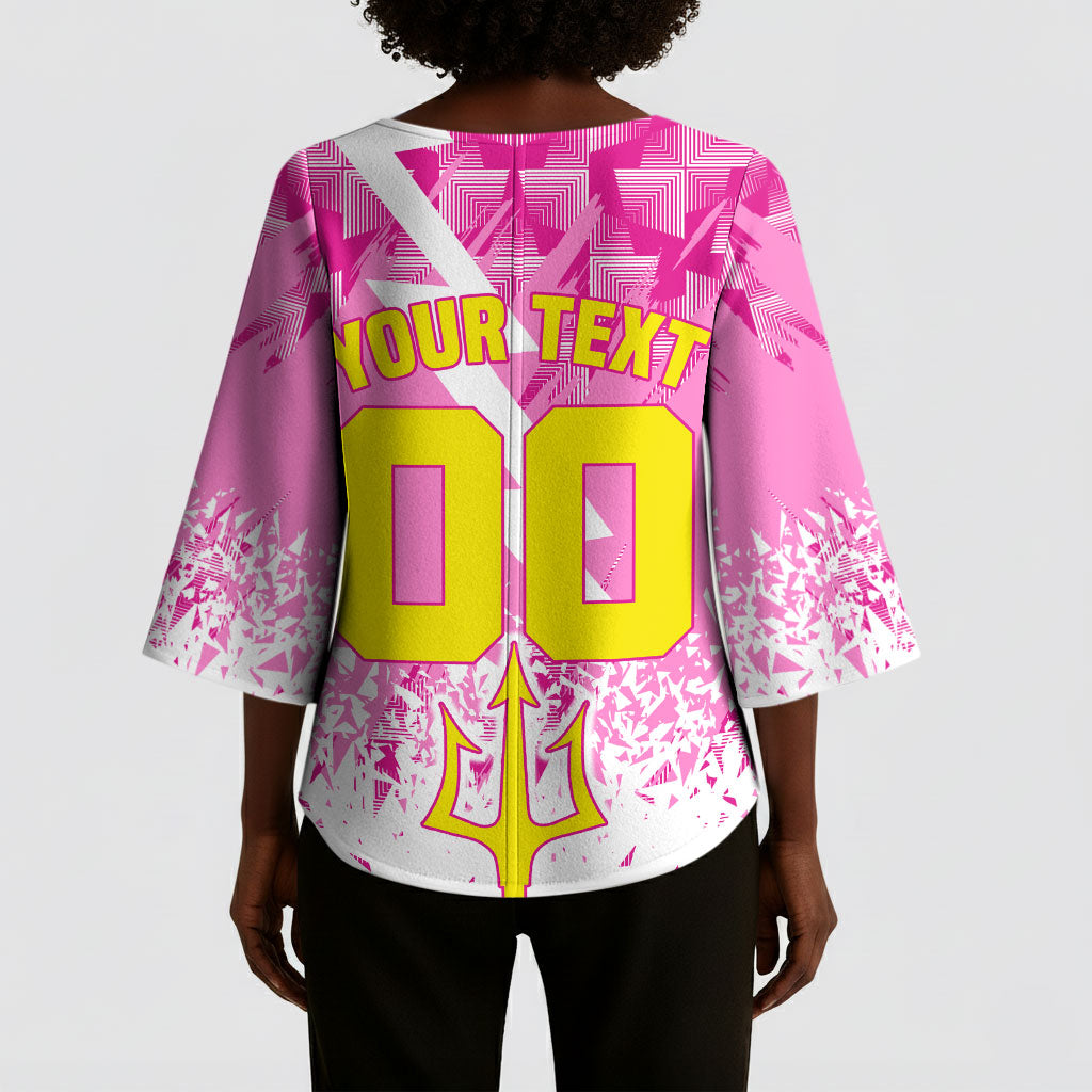 Personalized Barbados Tridents Cricket Kimono Sleeve Blouse Trident Graphic Splash Pattern Caribbean Sport