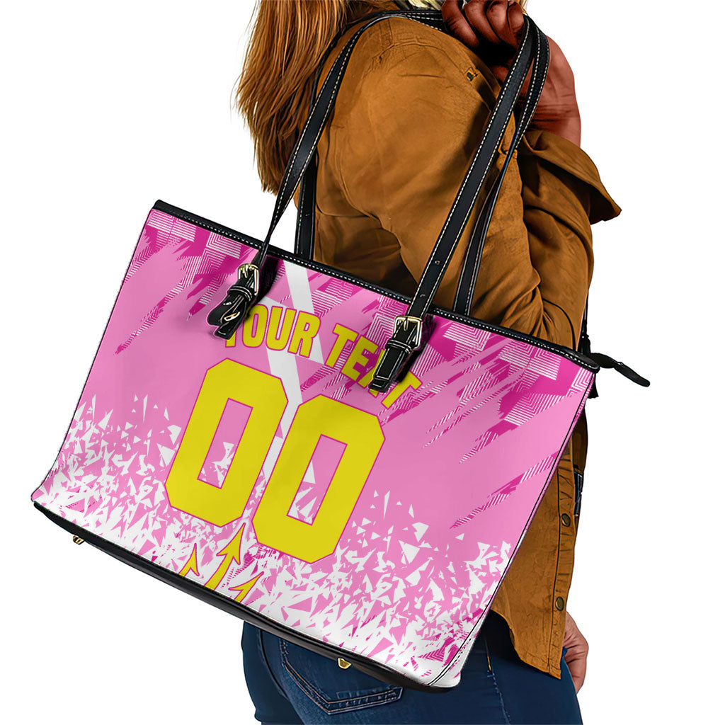 Personalized Barbados Tridents Cricket Leather Tote Bag Trident Graphic Splash Pattern Caribbean Sport