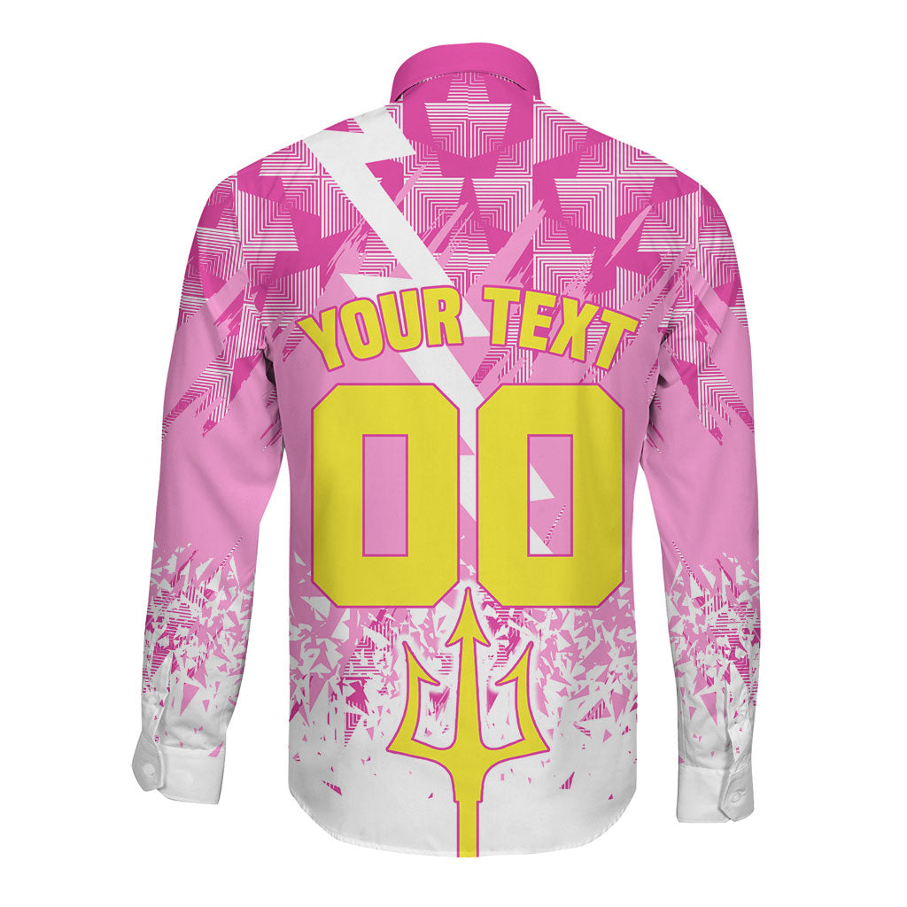 Personalized Barbados Tridents Cricket Long Sleeve Button Shirt Trident Graphic Splash Pattern Caribbean Sport
