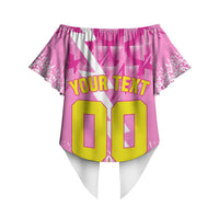 Personalized Barbados Tridents Cricket Off Shoulder Wrap Waist Top Trident Graphic Splash Pattern Caribbean Sport