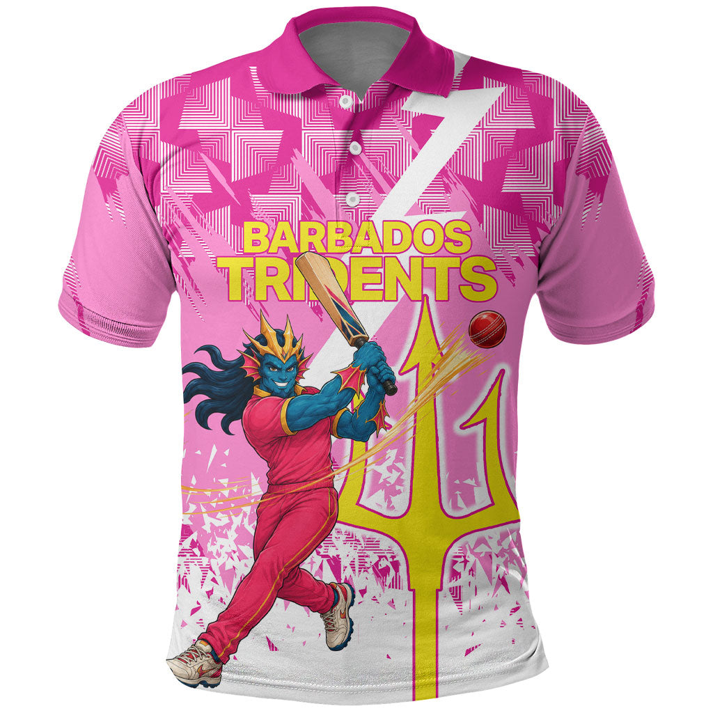 Personalized Barbados Tridents Cricket Polo Shirt Trident Graphic Splash Pattern Caribbean Sport