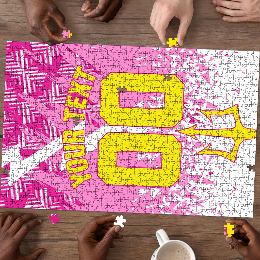 Personalized Barbados Tridents Cricket Puzzle Trident Graphic Splash Pattern Caribbean Sport