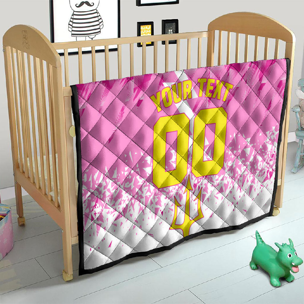 Personalized Barbados Tridents Cricket Quilt Trident Graphic Splash Pattern Caribbean Sport