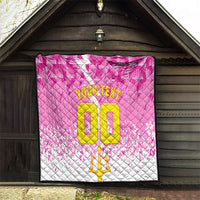 Personalized Barbados Tridents Cricket Quilt Trident Graphic Splash Pattern Caribbean Sport