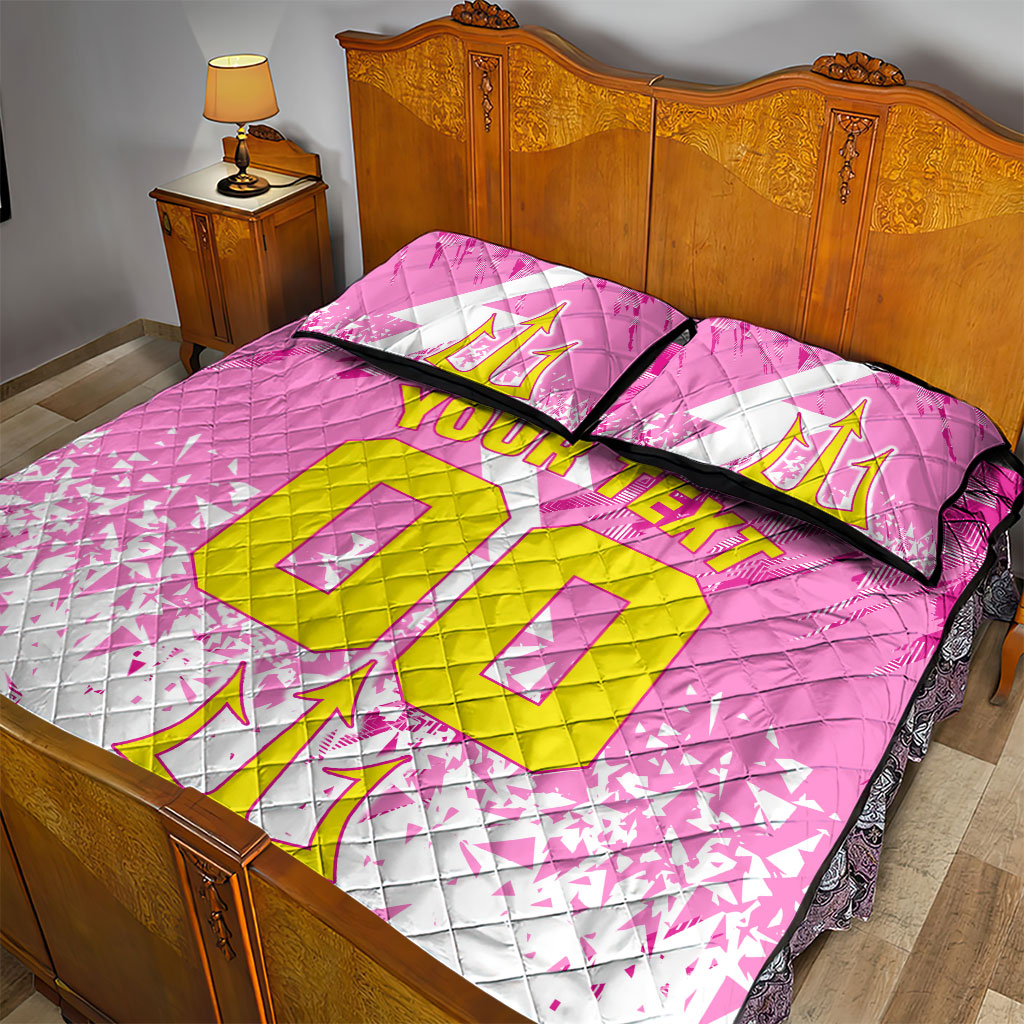 Personalized Barbados Tridents Cricket Quilt Bed Set Trident Graphic Splash Pattern Caribbean Sport