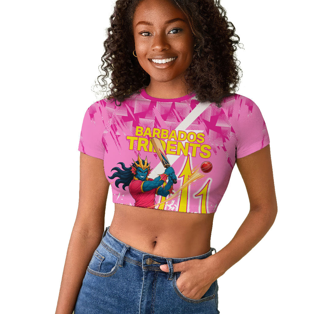 Personalized Barbados Tridents Cricket Raglan Cropped T shirt Trident Graphic Splash Pattern Caribbean Sport