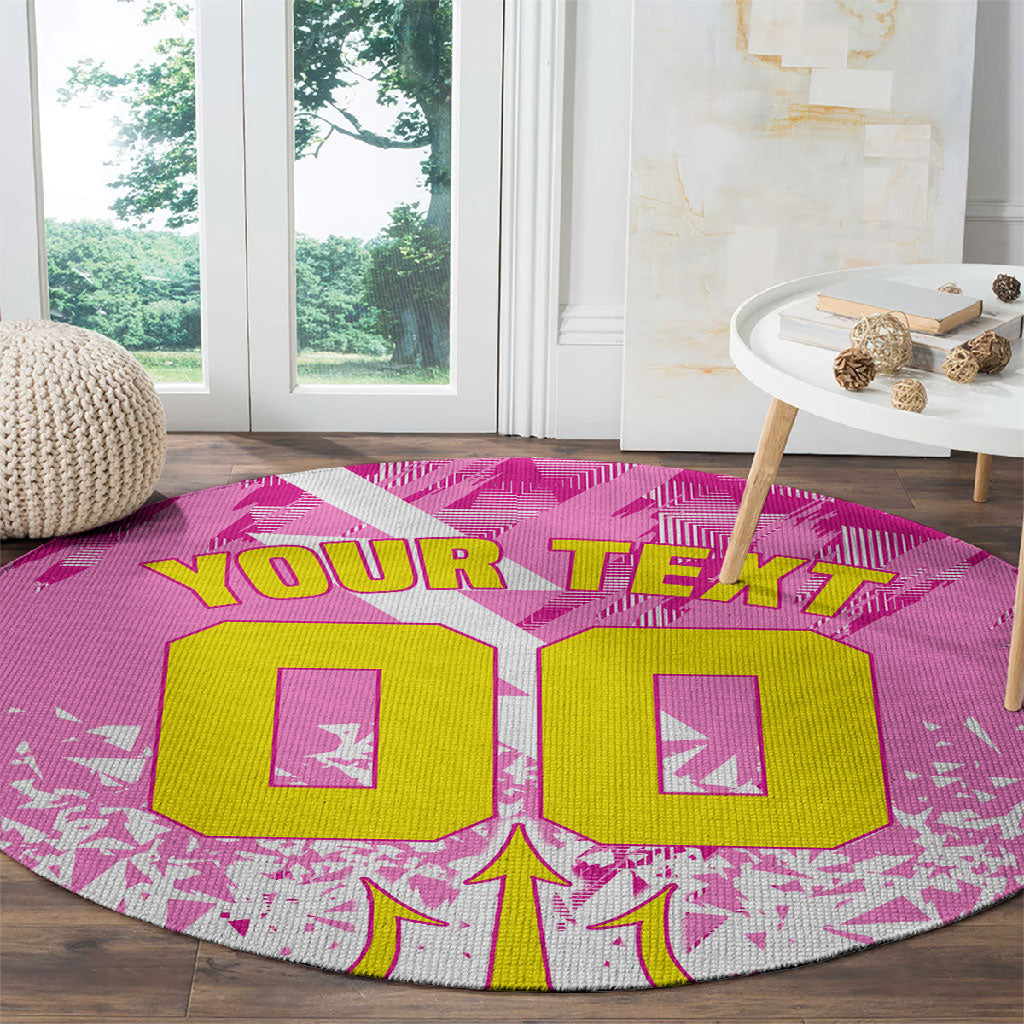 Personalized Barbados Tridents Cricket Round Carpet Trident Graphic Splash Pattern Caribbean Sport