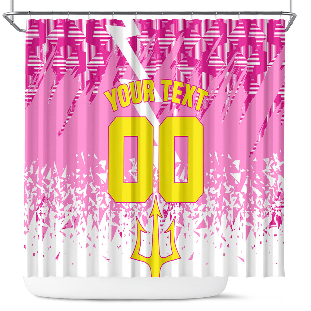 Personalized Barbados Tridents Cricket Shower Curtain Trident Graphic Splash Pattern Caribbean Sport