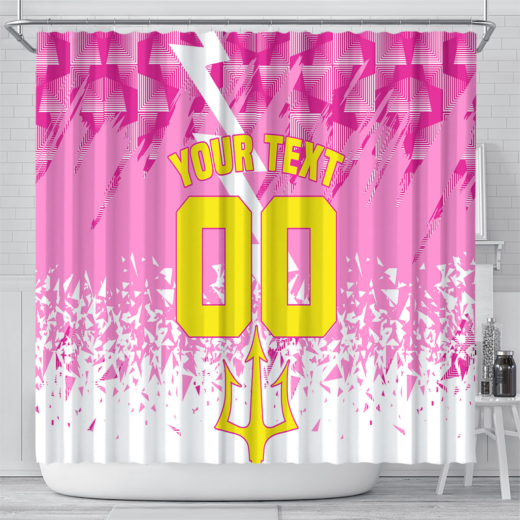 Personalized Barbados Tridents Cricket Shower Curtain Trident Graphic Splash Pattern Caribbean Sport