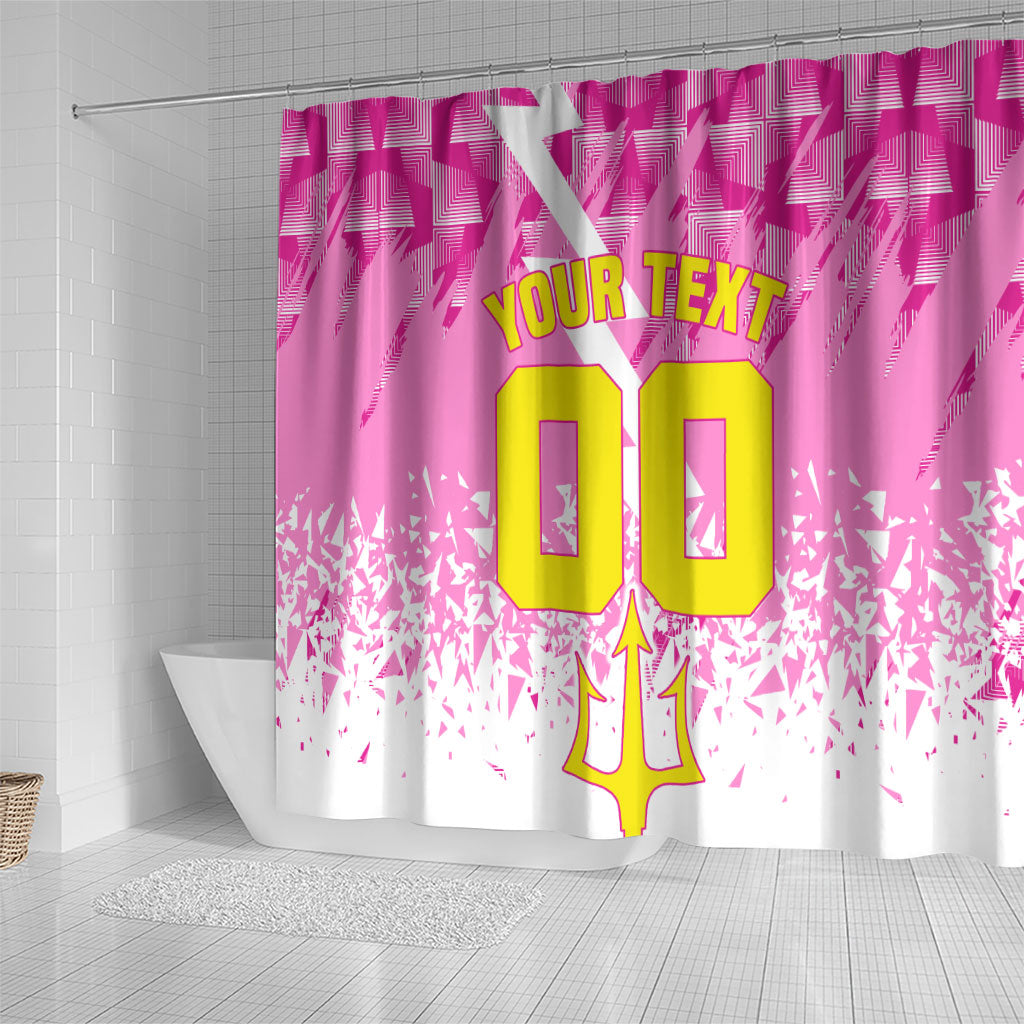 Personalized Barbados Tridents Cricket Shower Curtain Trident Graphic Splash Pattern Caribbean Sport