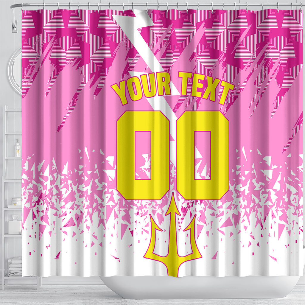 Personalized Barbados Tridents Cricket Shower Curtain Trident Graphic Splash Pattern Caribbean Sport