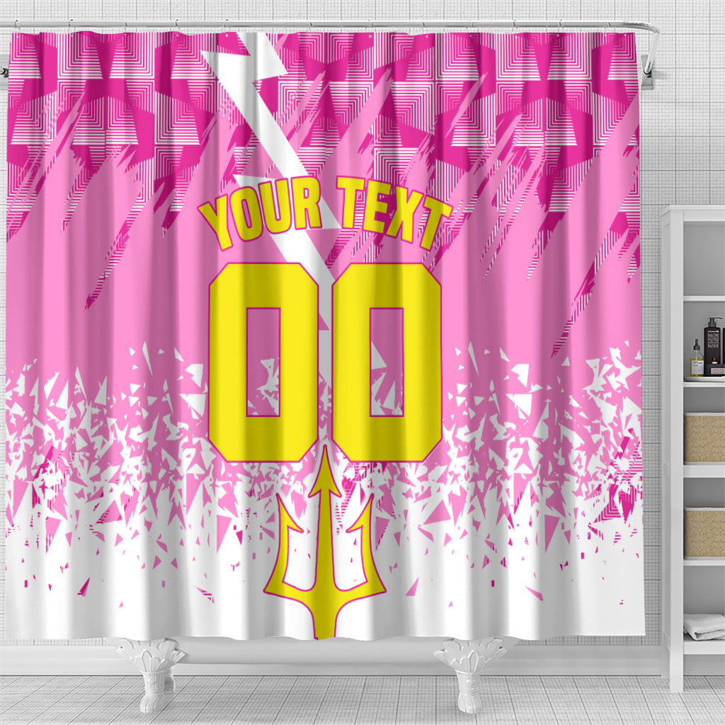 Personalized Barbados Tridents Cricket Shower Curtain Trident Graphic Splash Pattern Caribbean Sport