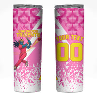 Personalized Barbados Tridents Cricket Skinny Tumbler Trident Graphic Splash Pattern Caribbean Sport