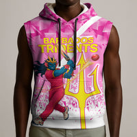 Personalized Barbados Tridents Cricket Sleeveless Hoodie Trident Graphic Splash Pattern Caribbean Sport