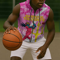 Personalized Barbados Tridents Cricket Sleeveless Zip Hoodie Trident Graphic Splash Pattern Caribbean Sport