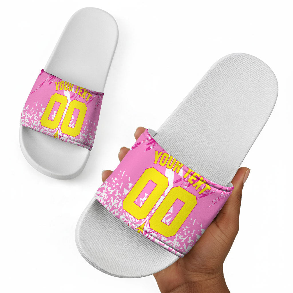 Personalized Barbados Tridents Cricket Slide Sandals Trident Graphic Splash Pattern Caribbean Sport