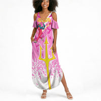 Personalized Barbados Tridents Cricket Summer Maxi Dress Trident Graphic Splash Pattern Caribbean Sport