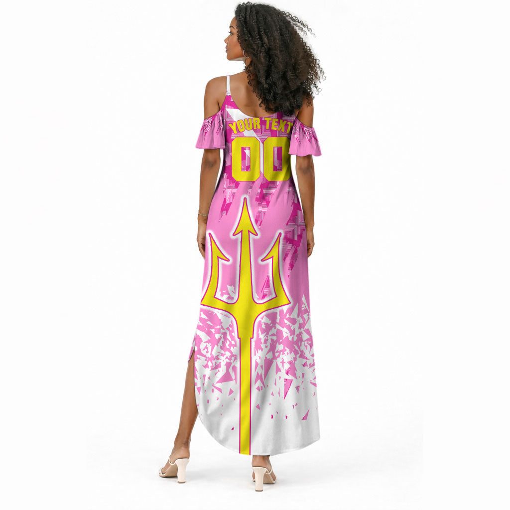 Personalized Barbados Tridents Cricket Summer Maxi Dress Trident Graphic Splash Pattern Caribbean Sport